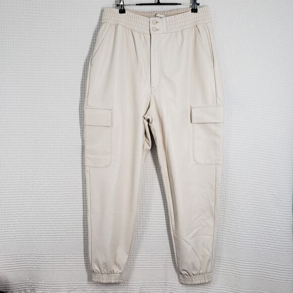 Abercrombie & Fitch Pants - Abercrombie & Fitch Faux Leather Jogger Pants Womens XL White Cargo Casual Fall
